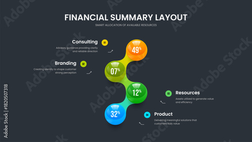 Sales Campaign 4 Step Chart Presentation Layout. Business Plan Frame Design Vector Illustration. Enterprise Briefing Four Element Graph Slide Template.