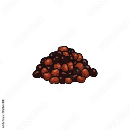 A small pile of mixed dark brown and reddish-brown beans, depicted in a cartoonish style with visible outlines.