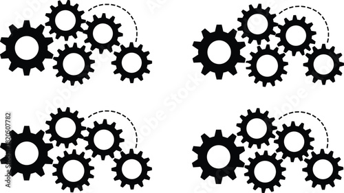 Interlocking Gears Mechanical Engineering Concept Set cogwheel industry