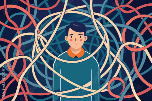 Feeling overwhelmed and lost in confusion amidst tangled thoughts and chaos, seeking clarity and direction in a complex situation that causes anxiety