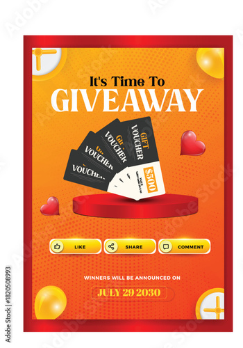 Exciting giveaway announcement with a vibrant gift boxflyer 