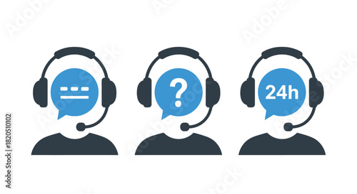 Customer service support call center help desk contact us icons vector