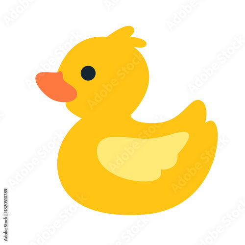 Cute yellow rubber duck illustration for children’s themes, bath time graphics, toys, posters, preschool materials, learning resources, playful designs, and fun educational content.