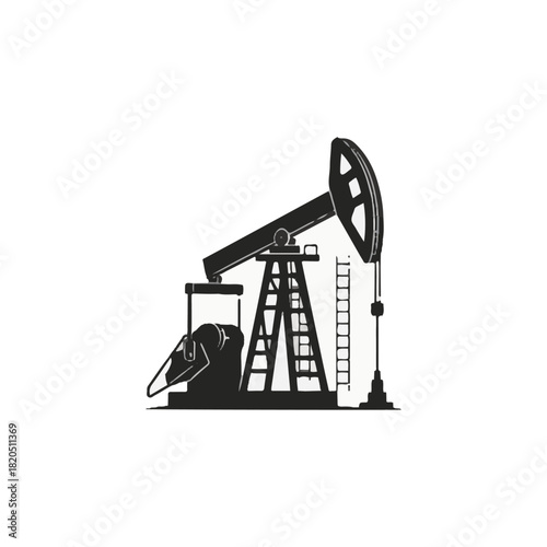 A stylized, monochrome illustration of an oil pump jack, depicting energy extraction.
