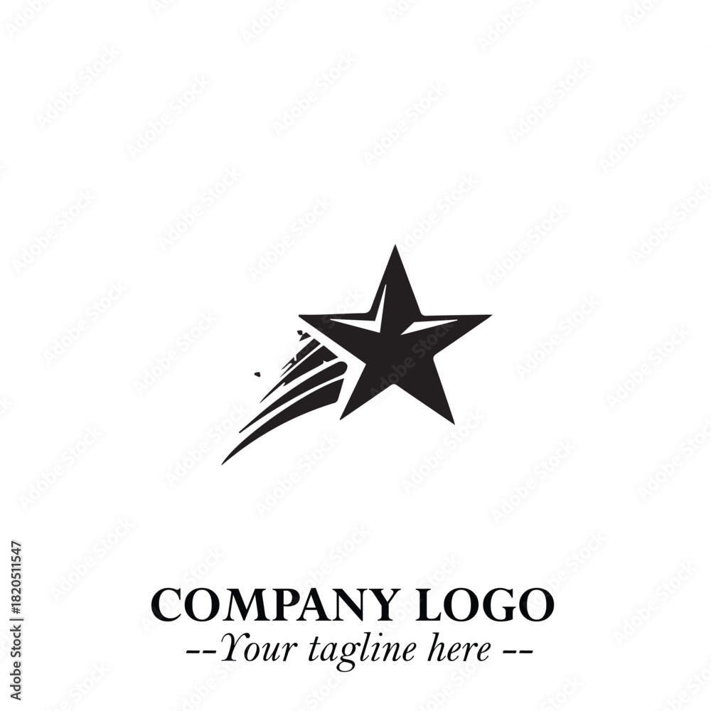 Obraz premium Minimalist Star Logo Symbol in Black on White Background – Modern Vector Shape for Branding & Design