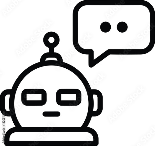 black robot with speech bubble clip art preview