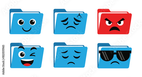 Folder emotions vector illustration file management cartoon design