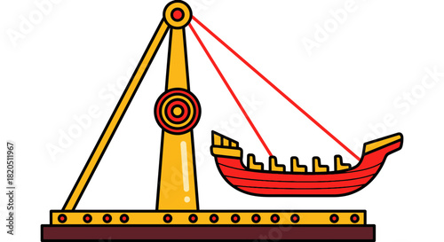 Exciting amusement park ride swings passengers through the air