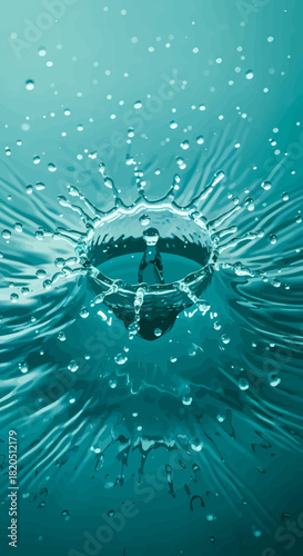 Macro Shot Of A Water Drop Splashing Creating Ripples On The Surface Of The Water