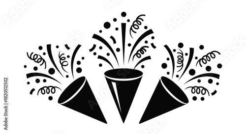 Celebration confetti party poppers vector graphic design element