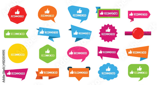 Recommended badges vector graphics set download for your project
