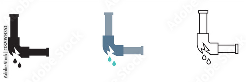 Broken pipe vector icon. Isolated on white background .vector illustration. EPS 10