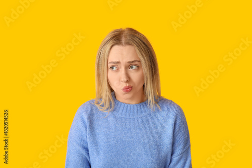 Young woman feeling awkward...