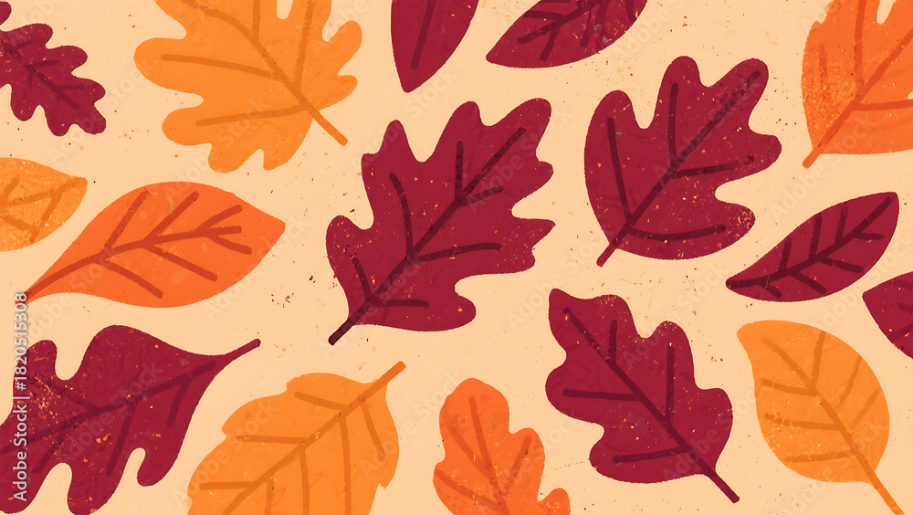 Obraz premium Abstract autumn leaves and organic shapes pattern background design