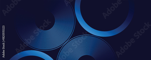 Abstract futuristic dark vector background with glowing blue circular arcs and concentric line patterns, perfect for tech, digital, or modern design themes. modern