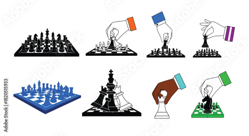 Chess game strategy board game tactics chess pieces vector design