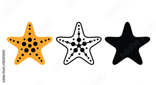 Starfish vector illustration set marine life sea star ocean animal