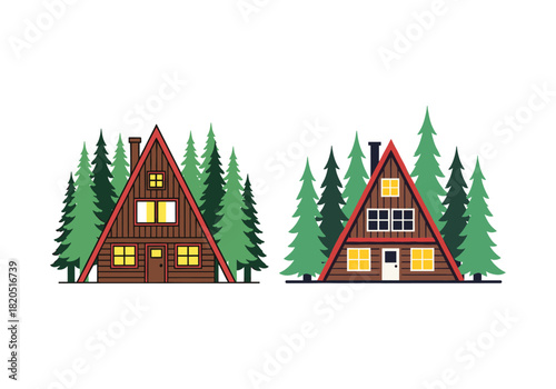 Retro Cabin Camping Badge – Hand Drawn Summer Travel T‑Shirt Design