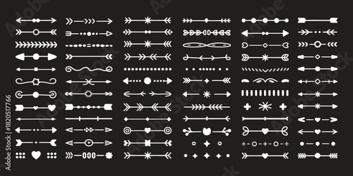 set of eighty vintage decorative text dividers and page rules, isolated for use in invitations, classic layouts, editorial design, branding, and sophisticated print or digital projects.