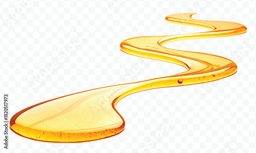 abstract smooth liquid cooking, engine, olive oil and honey splashing with droplets in curve style isolated on white background