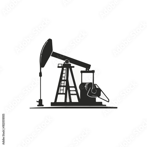 Silhouette illustration of an oil pump jack, depicting energy extraction from the earth.