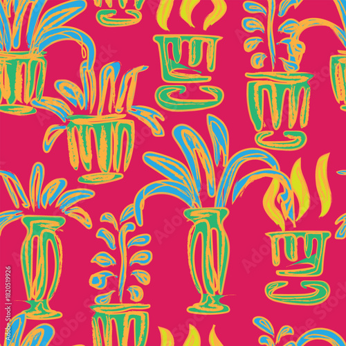 Colourful plants Seamless Pattern Design