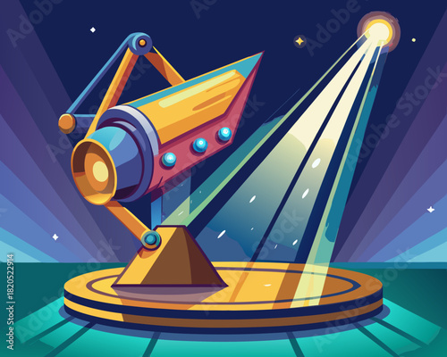 Spotlight beam in night sky