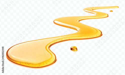 abstract smooth liquid cooking, engine, olive oil and honey splashing with droplets in curve style isolated on white background