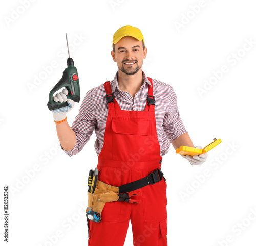 Male technician with drill ...