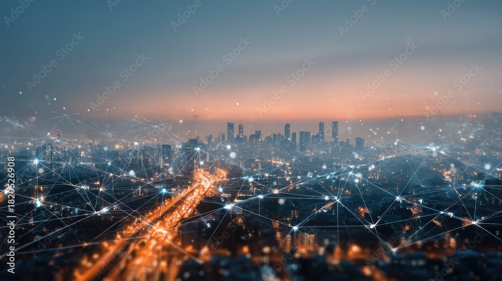 Fototapeta premium 5G, 6G, Big data wireless network, high speed internet, cloud computing or connect diagram technology, Data storage, service, synchronize, online, financial, Connectivity global, smart city, Gen AI