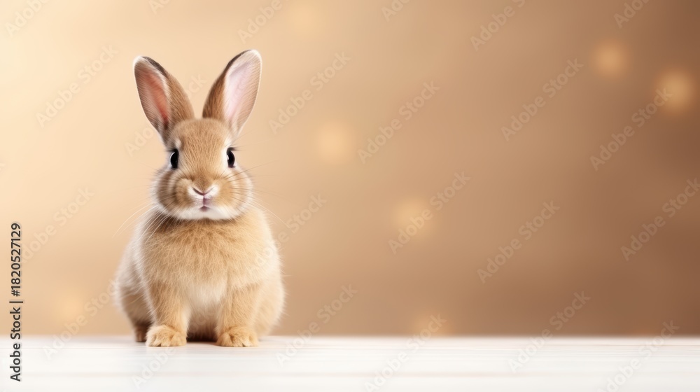 Obraz premium cute animal pet rabbit or bunny brown color smiling and laughing isolated with copy space for easter background, rabbit, animal, pet, cute, fur, ear, mammal, background, celebration, generate by AI