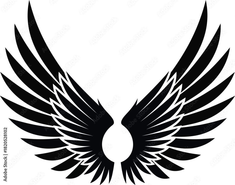 Fototapeta premium Black wings vector illustration angel wings graphic design element eps silhouette