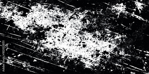 Abstract various black particles and scratched Distressed dusty overlay grunge texture featuring rugged worn surfaces with deep atmospheric details creating bold artistic impact.