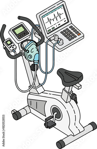 Exercise stress test bike with ecg monitor for cardiac health checkup eps silhouette
