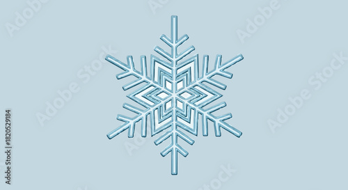Elegant vector illustration of a glistening blue snowflake, meticulously crafted to showcase intricate crystalline patterns and the frosty charm of winter season