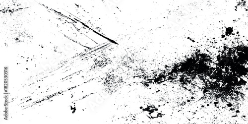 Abstract various black particles and scratched Distressed dusty overlay grunge texture featuring rugged worn surfaces with deep atmospheric details creating bold artistic impact.