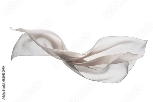 Flowing white fabric isolated on transparent background