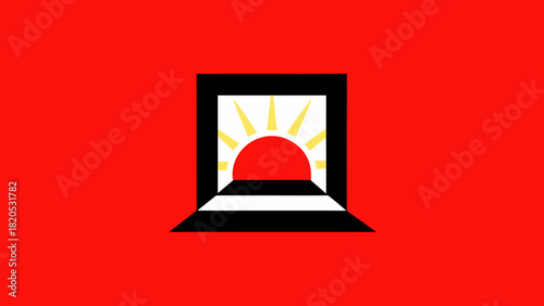 Abstract illustration of sun shining through a window at noon