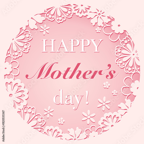 Happy Mother's Day Postcard - Vector Illustration. Message for International Mother’s Day. Minimal Style Wallpaper for Greeting Card, Invitation Banner or Poster.