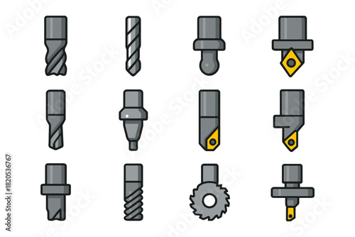 Simple black and white USB flash drive icon set for technology and computer use