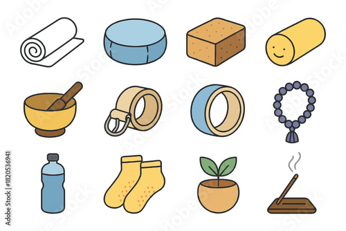 Set of kitchen tool icons in a simple vector style