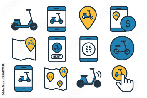 Household appliances icon set in simple flat vector style