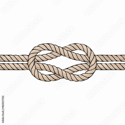 Detailed illustration of a figure-eight knot tied in a light beige rope, centered horizontally on a white background.