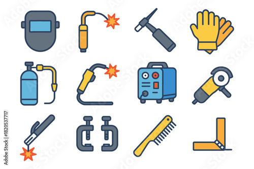 construction and repair tool icons set for web and mobile