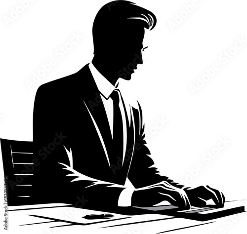 Businessman Working on Laptop...