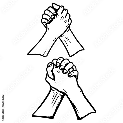 silhouette pack of friendships concept, hand in hand icons