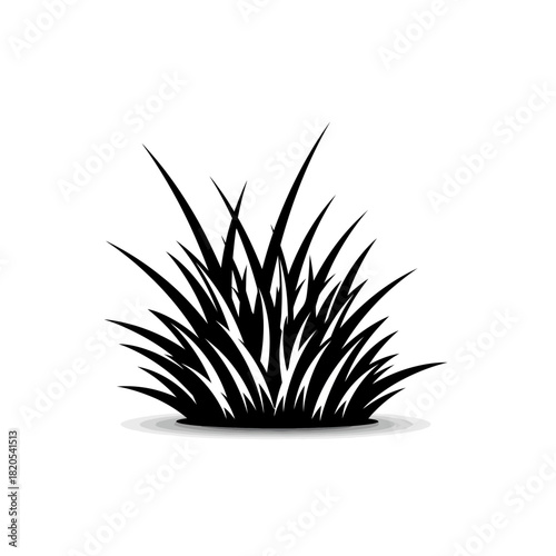 Black silhouette of a clump of grass with sharp blades vector illustration