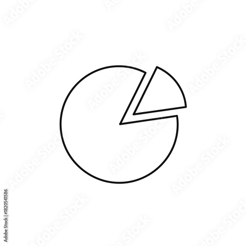 Simple black and white outline icon of a pie chart with one segment separated, vector illustration