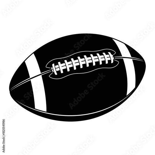 Black and white silhouette graphic of an american football for sports design vector illustration