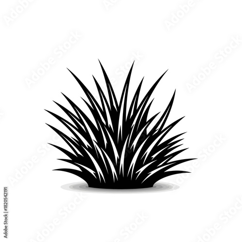 Black and white silhouette graphic of a dense clump of sharp grass blades vector illustration